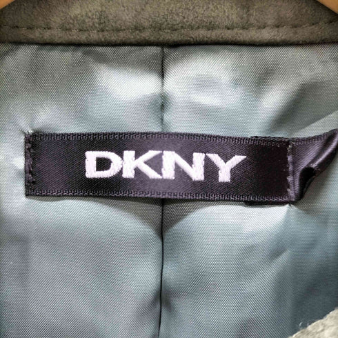 ダナキャランニューヨーク DKNY スタンドカラー バイカラー スウェード ライダース ジャケット レディース US:4