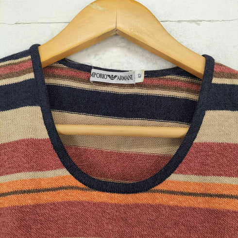 エンポリオアルマーニ EMPORIO ARMANI リネン混ボーダー柄ノースリーブデザインニット レディース 42