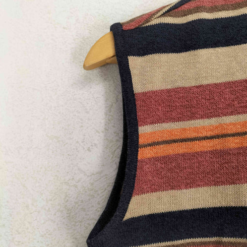 エンポリオアルマーニ EMPORIO ARMANI リネン混ボーダー柄ノースリーブデザインニット レディース 42