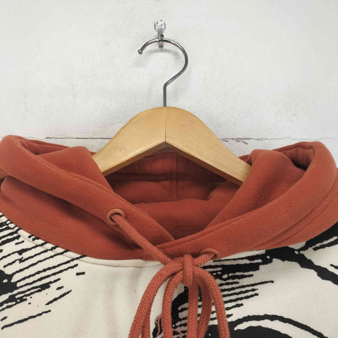 UNVESNO two joint autumn and winter printing tide brand loose plus fleece hooded sweater メンズ 3L
