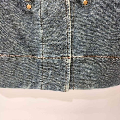EMSENSE 00s Y2K スタッズ マルチジップ 刺繍 ウォッシュド デニムジャケット レディース 9