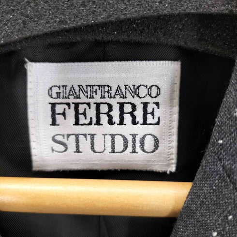 ジャンフランコフェレストゥーディオ GIANFRANCO FERRE STUDIO 90s イタリア製 ピークドラペルダブルテーラードジャケット レディース 12