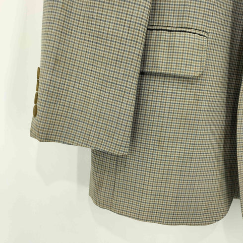 タカキュー TAKA Q コットン リネン混 背抜き 2B チェック テーラード ジャケット メンズ 94-82-175