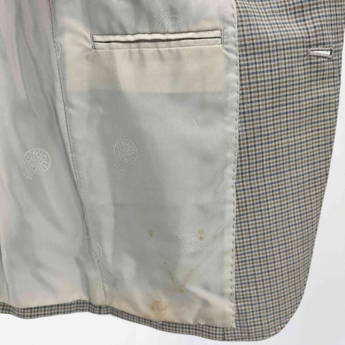 タカキュー TAKA Q コットン リネン混 背抜き 2B チェック テーラード ジャケット メンズ 94-82-175