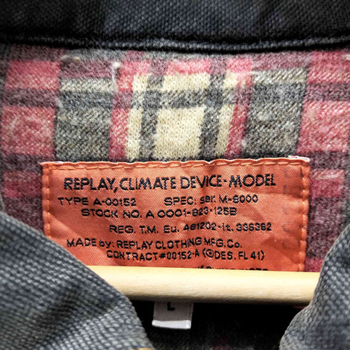 リプレイ REPLAY 90-00S CLIMATE DEVICE MODEL 裏地チェック ジップアップ ダック ジャケット メンズ import:L