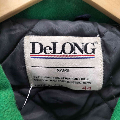 ディロング Delong 90S USA製 Coleman Cougars バック 刺繍 ロゴ ワッペン 袖レザー ウール スタジアム ジャケット スタジャン バーシティ メンズ US:44