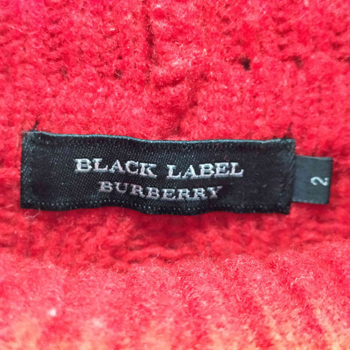バーバリーブラックレーベル BURBERRY BLACK LABEL レザーパッチ ケーブル編み タートルネック ニット メンズ JPN:2