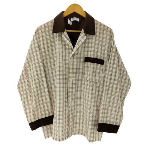 B.V.D. ヘムバイカラー 総柄 チェック 開襟オープンカラー L/S シャツ メンズ import:M