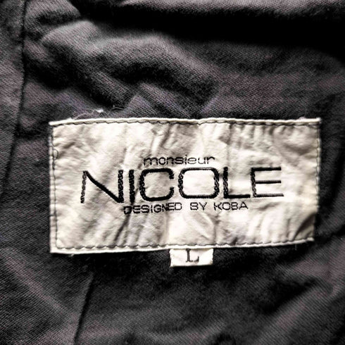 ムッシュ二コル MONSIEUR NICOLE 80-90S KOBA期 う0-90S KOBA期 内側ベルト 2タック 総柄 コットン リネン テーパード スラックス パンツ メンズ JPN:L