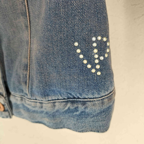 VOYAGE PASSION Y2K 短丈 ラインストーン レース デニムジャケット レディース US:8