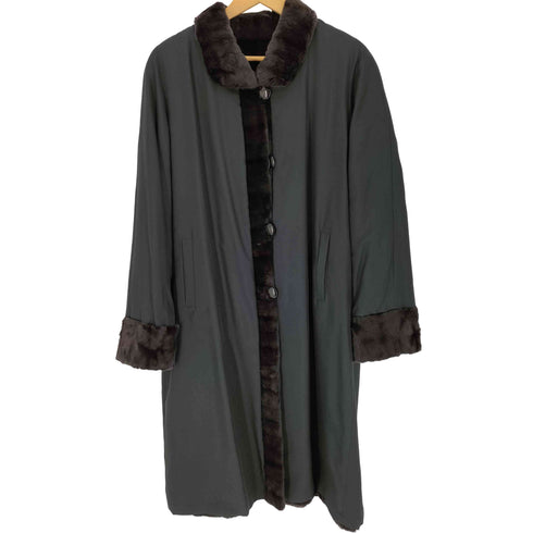 ALTIMA 裏地 リアルファー リバーシブル シルク ロング コート レディース FREE