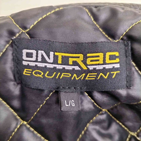 ONTRAC EQUIPMENT 企業ロゴ 刺繍 裏地キルティング 比翼 ジップアップ レザー 切替 メルトン ウール スタジャン メンズ import:L
