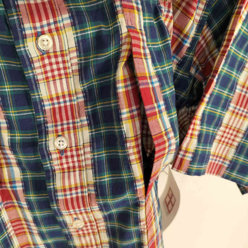 ユアン YUAN 日本製 2ポケットショートスリーブチェックシャツ メンズ S/M