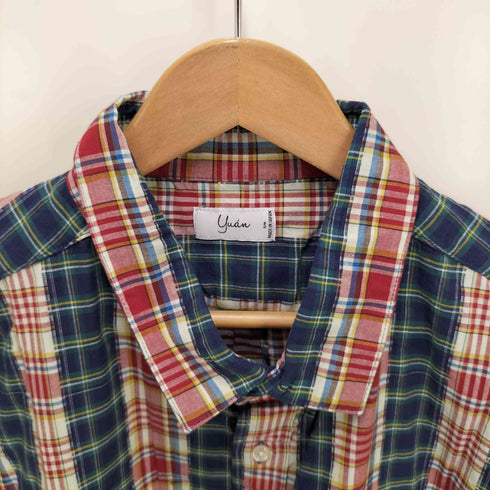 ユアン YUAN 日本製 2ポケットショートスリーブチェックシャツ メンズ S/M