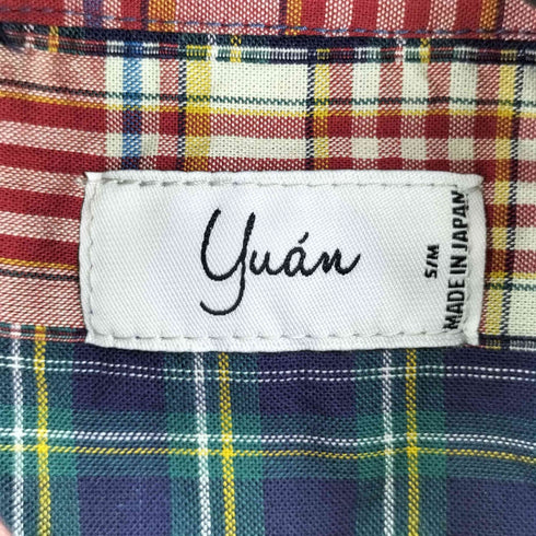 ユアン YUAN 日本製 2ポケットショートスリーブチェックシャツ メンズ S/M