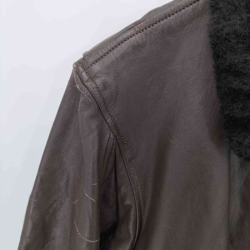 ユーエスネイビー U.S.NAVY 70-80s USNパンチング G-1 Scovillジップ Flight Jacket レザー フライトジャケット メンズ