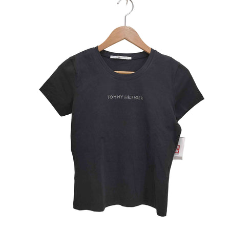 トミーヒルフィガー TOMMY HILFIGER ラインストーンロゴ Tシャツ レディース M
