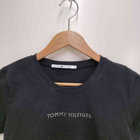 トミーヒルフィガー TOMMY HILFIGER ラインストーンロゴ Tシャツ レディース M