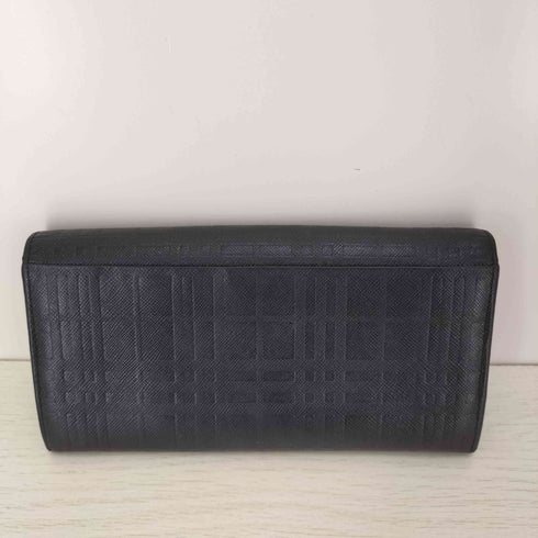 バーバリー BURBERRY エンボスチェック レザー長財布 がま口 メンズ