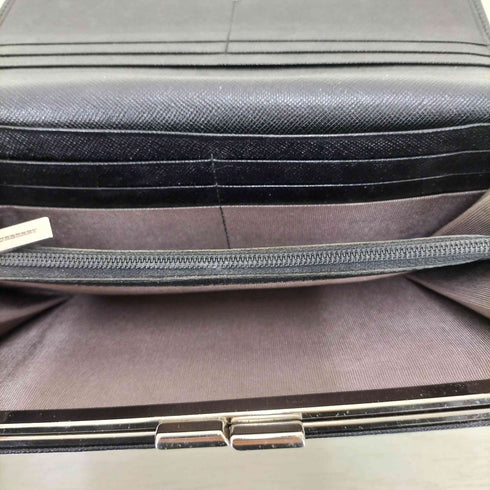 バーバリー BURBERRY エンボスチェック レザー長財布 がま口 メンズ
