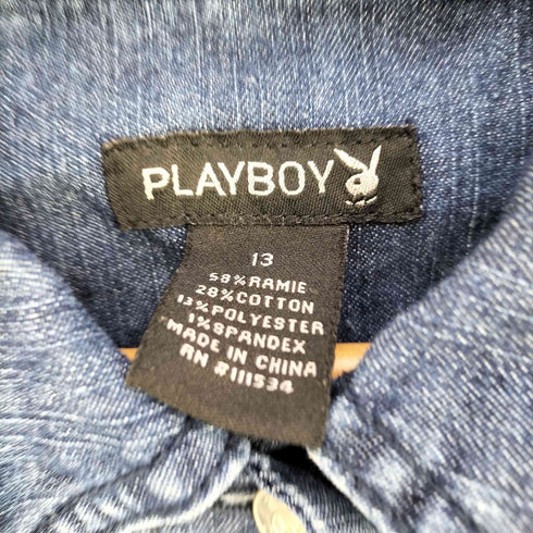 プレイボーイ PLAYBOY 90-2000S 袖ロゴ ショート丈 デニムシャツ レディース 13