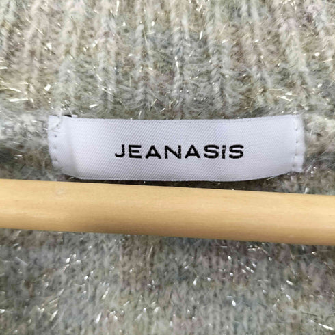 ジーナシス JEANASIS ラメカット ジャガード ショート プルオーバー ニット セーター レディース F