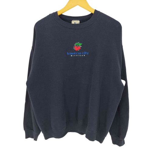 リー Lee 90-00s USA製 コットンポリ 刺繍 クルーネックスウェット レディース import:L