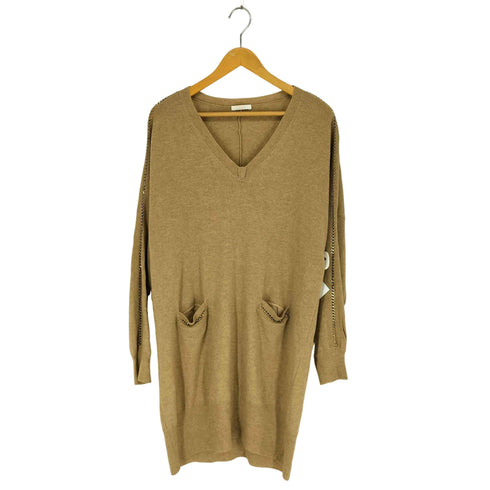 クロエ Chloe 袖チェーンデザインVネックニットワンピース レディース import:M