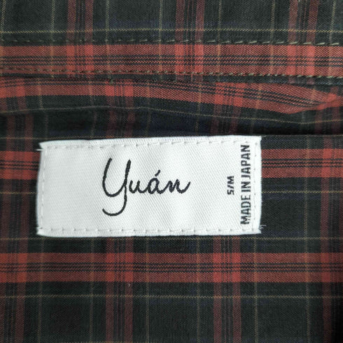 ユアン YUAN 日本製 ロングスリーブコットンチェックシャツ メンズ S/M