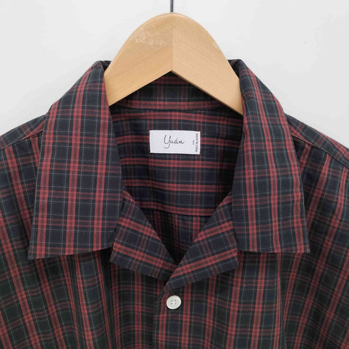 ユアン YUAN 日本製 ロングスリーブコットンチェックシャツ メンズ S/M