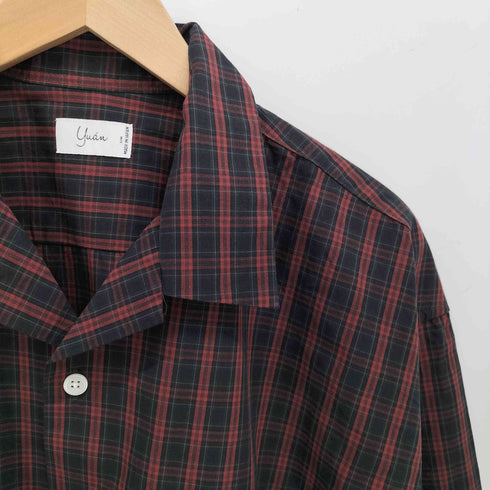 ユアン YUAN 日本製 ロングスリーブコットンチェックシャツ メンズ S/M