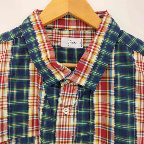 ユアン YUAN 日本製 2ポケットショートスリーブチェックシャツ メンズ S/M