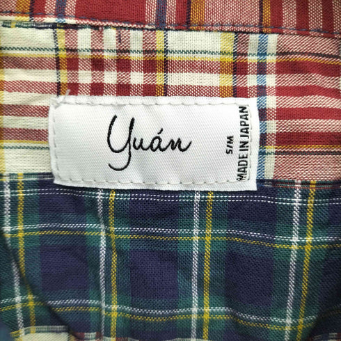 ユアン YUAN 日本製 2ポケットショートスリーブチェックシャツ メンズ S/M
