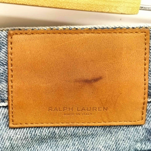 ラルフローレンパープルレーベル RALPH LAUREN PURPLE LABEL レザーパッチ ストレート デニムパンツ メンズ