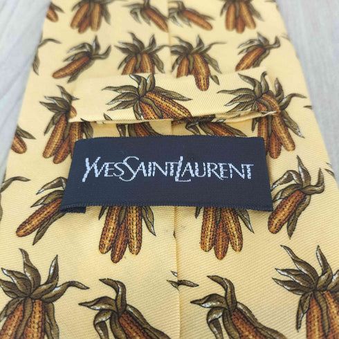 イヴサンローラン Yves Saint Laurent トウモロコシ柄シルクネクタイ メンズ