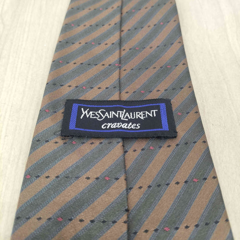 イヴサンローラン Yves Saint Laurent ストライプ柄シルクネクタイ メンズ