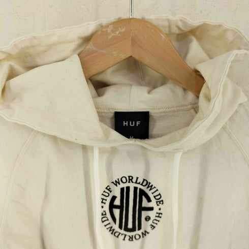 ハフ HUF ロゴ刺繍 ショート丈 半袖パーカー レディース M