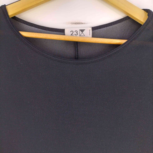 ニジュウサンク 23区 レーヨン混 半袖 シアーロングワンピース レディース JPN:38