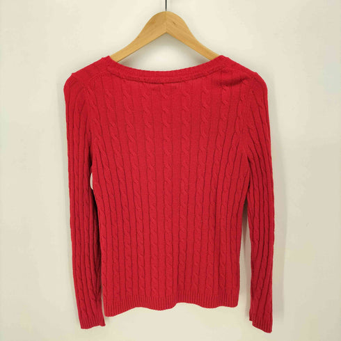 トミーヒルフィガー TOMMY HILFIGER ロゴ 刺繍 ケーブル編み クルーネック ニット レディース import:S