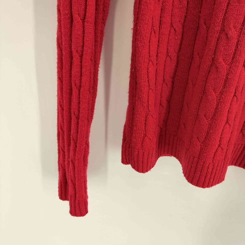 トミーヒルフィガー TOMMY HILFIGER ロゴ 刺繍 ケーブル編み クルーネック ニット レディース import:S