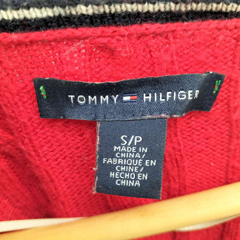 トミーヒルフィガー TOMMY HILFIGER ロゴ 刺繍 ケーブル編み クルーネック ニット レディース import:S