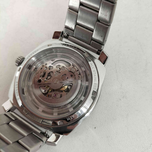 フォッシル FOSSIL MACHINE オートマティック シースルーバック ステンレススチール ウォッチ レディース