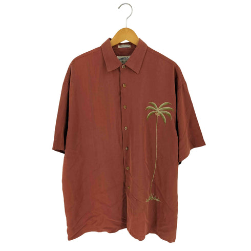 BAMBOO CAY レーヨン混 ヤシの木 刺繍 アロハシャツ メンズ import:L