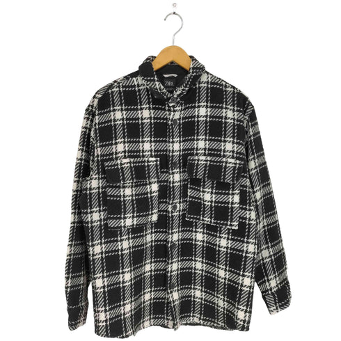 ザラ ZARA RELAXED FIT テクスチャードチェックオーバーシャツ メンズ import:S
