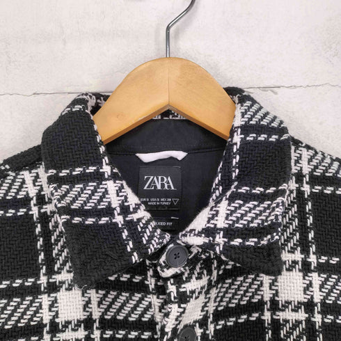 ザラ ZARA RELAXED FIT テクスチャードチェックオーバーシャツ メンズ import:S