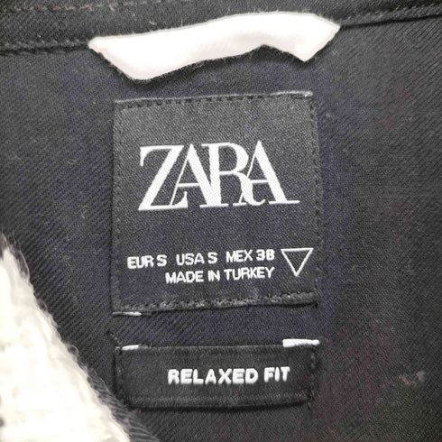 ザラ ZARA RELAXED FIT テクスチャードチェックオーバーシャツ メンズ import:S