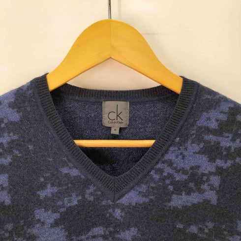 カルバンクライン CALVIN KLEIN 迷彩 デジタルカモ ウール Vネック ニット メンズ import:M