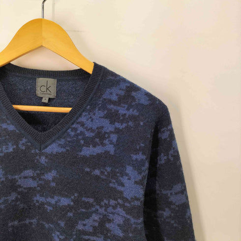 カルバンクライン CALVIN KLEIN 迷彩 デジタルカモ ウール Vネック ニット メンズ import:M