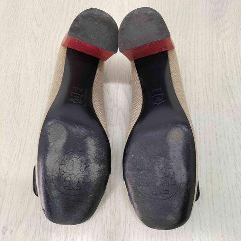 トリーバーチ TORY BURCH エナメル×リネン ヒール パンプス レディース US:6.5