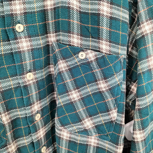 80s 両胸ポケット Baumwolle 木綿 チェックシャツ メンズ XL
